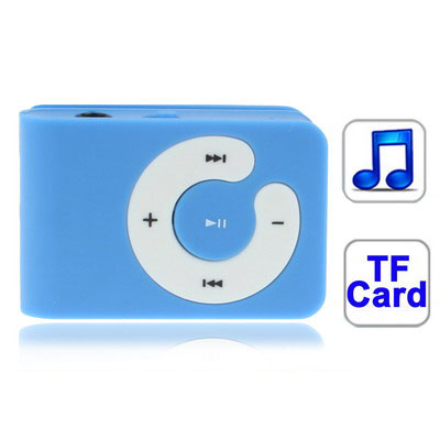 TF (Micro SD) Card Slot MP3 Player with LCD Screen, Speaker, Clip (Baby Blue)